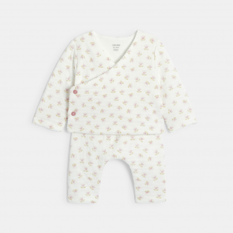 Obaibi Σύνολο από 3 βαμβακερά κομμάτια φλοράλ ροζ για νεογέννητα κοριτσάκια