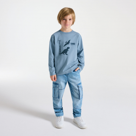 Okaidi Μπλούζα μακρυμάνικη με μοτίφ δεινόσαυρο για αγόρια