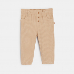 Obaibi Παντελόνι από βελούδο κοτλέ με ελαστική μέση μπεζ για μωρά κοριτσάκια