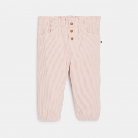 Obaibi Παντελόνι από βελούδο κοτλέ με ελαστική μέση ροζ για μωρά κοριτσάκια