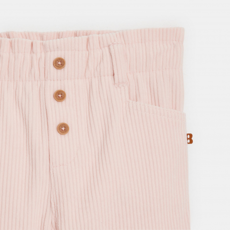 Obaibi Παντελόνι από βελούδο κοτλέ με ελαστική μέση ροζ για μωρά κοριτσάκια