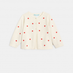 Obaibi Ζακέτα πλεκτή, με κεντημένα λουλούδια, λευκή για μωρά κοριτσάκια