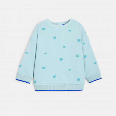 Obaibi Πουλόβερ υφασμάτινο με μοτίφ ζωάκια μπλε για μωρά αγοράκια