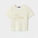 Okaidi T-shirt blanc ecru Love fille