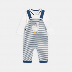 Obaibi Σαλοπέτα από κοτλέ ύφασμα ριγέ και φορμάκι μπλε για μωρά αγοράκια