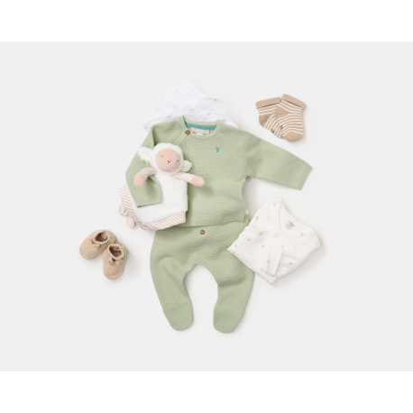 Obaibi Παντελόνι πλεκτό με ποδαράκι πράσινο για νεογέννητα