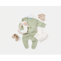 Obaibi Παντελόνι πλεκτό με ποδαράκι πράσινο για νεογέννητα