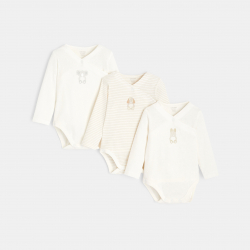 Obaibi Κορμάκι που σταυρώνει με λαμπερό μοτίφ ζώα (σετ των 3) λευκό για νεογέννητα