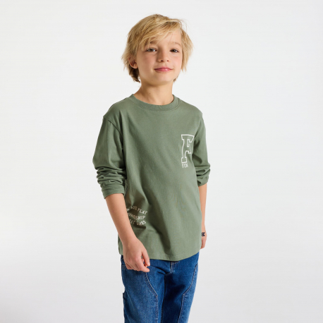 Okaidi Μπλούζα μακρυμάνικη με μήνυμα γκρι για αγόρια