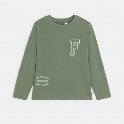 Okaidi Μπλούζα μακρυμάνικη με μήνυμα γκρι για αγόρια