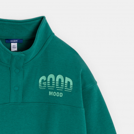 Okaidi Sweat col montant vert garcon