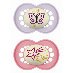 Πιπίλες MAM Original Night 6-16 μηνών Κορίτσι, σετ των 2