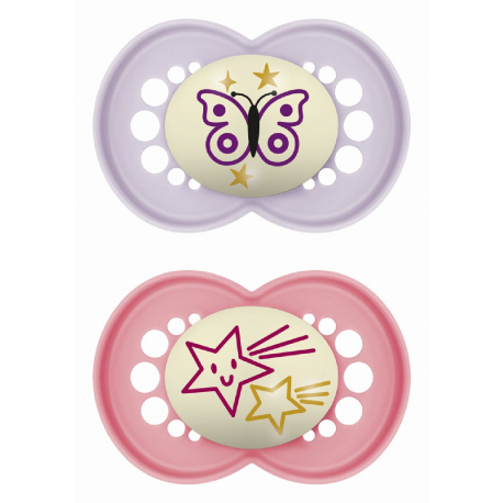 Πιπίλες MAM Original Night 6-16 μηνών Κορίτσι, σετ των 2