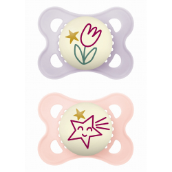 Πιπίλες MAM Original Night 2-6 μηνών Κορίτσι, σετ των 2