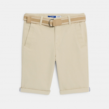 Okaidi Βερμούδα chino μονόχρωμη με ζώνη για αγόρια