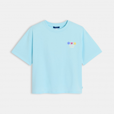 Okaidi T-shirt bleu manches courtes a motif Fille