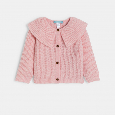 Obaibi Ζακέτα μακριά με μικρό γιακά για κορίτσια ροζ