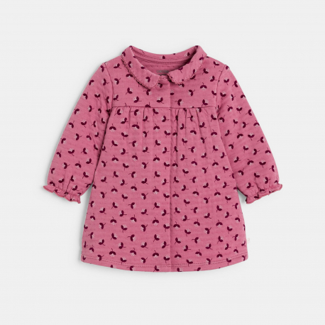 Obaibi Φόρεμα βαμβακερό με ιδιαίτερο φλοράλ σχέδιο και ροζ κολάν για μωρά κοριτσάκια