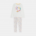 Okaidi Πιτζάμα καρδιά από μακό 2 τεμαχίων λευκή για κορίτσια