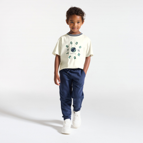 Okaidi Μπλούζα κοντομάνικη με μήνυμα, λευκή για αγόρια