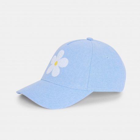 Okaidi Casquette motif fleur en sequins bleu ciel Fille