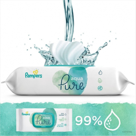 Μωρομάντηλα Pampers® Aqua Pure - Οικονομική συσκευασία 3 πακέτα των 48 τεμαχίων