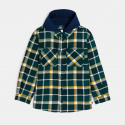 Okaidi Πουκάμισο μπουφάν καρό με κουκούλα πράσινο για αγόρια