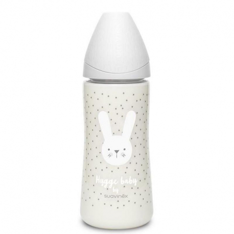 Suavinex μπιμπερό Hygge Baby Grey Rabbit με θηλή Round παχύρευστων τροφών (1τμχ)