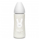 Suavinex μπιμπερό Hygge Baby Grey Rabbit με θηλή Round φαγητού 360 ml 4M+
