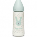 Suavinex μπιμπερό Hygge Baby Mint Rabbit με θηλή Round φαγητού 360 ml 4M+
