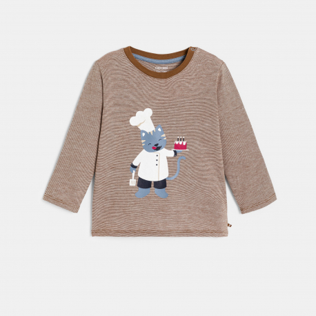 Obaibi Μπλούζα μακρυμάνικη με μοτίφ ζώα καφέ για μωρά αγοράκια