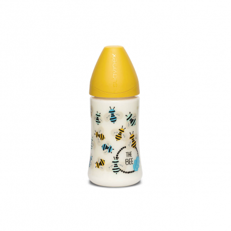 Suavinex μπιμπερό The Bee Yellow με θηλή Round ρυθμιζόμενης ροής 270 ml 0M+