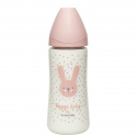 Suavinex μπιμπερό Hygge Baby Pink Rabbit με θηλή Round φαγητού 360ml 4m+ (1τμχ)
