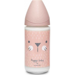 Suavinex μπιμπερό Hygge Baby Pink Whiskers με θηλή Round 240 ml 0M+