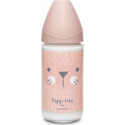 Suavinex μπιμπερό Hygge Baby Pink Whiskers με θηλή Round 240 ml 0M+