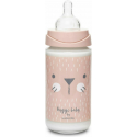 Suavinex μπιμπερό Hygge Baby Pink Whiskers με θηλή Round 240 ml 0M+