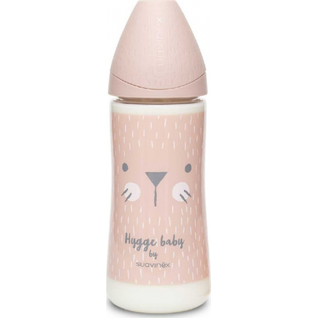 Suavinex μπιμπερό Hygge Pink Whiskers με θηλή Round παχύρευστων τροφών (1τμχ)