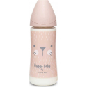 Suavinex μπιμπερό Hygge Pink Whiskers με θηλή Round παχύρευστων τροφών (1τμχ)