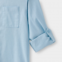 Okaidi Chemise coton et lin bleu garcon