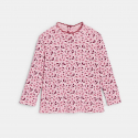 Obaibi Μπλούζα με γιακά με ίσιο τελείωμα με κυματιστό γιακά φλοράλ ροζ για μωρά κοριτσά