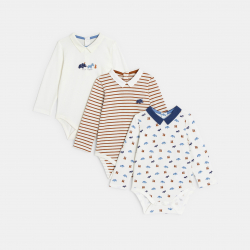 Obaibi Κορμάκι μακρυμάνικο με μοτίφ ζώα μπλε για μωρά αγοράκια