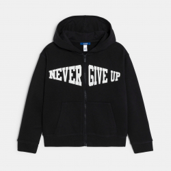 Okaidi Φούτερ με κουκούλα και μήνυμα μαύρο για αγόρια