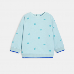 Obaibi Πουλόβερ υφασμάτινο με μοτίφ ζωάκια μπλε για μωρά αγοράκια