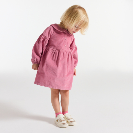 Obaibi Φόρεμα από κοτλέ βελούδο ροζ για μωρά κοριτσάκια