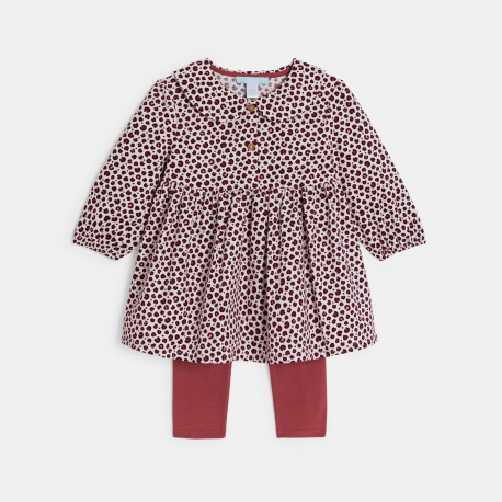 Obaibi Φόρεμα με τυπωμένα λεοπάρ σχέδιο και μπορντό κολάν για μωρά κοριτσάκια