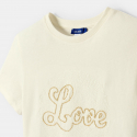 Okaidi T-shirt blanc ecru Love fille