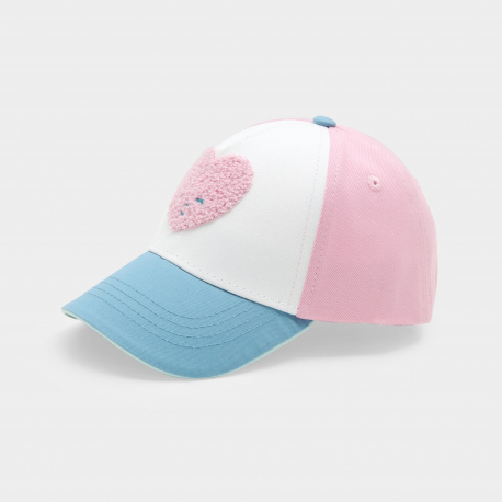 Obaibi Casquette rose et bleue motif coeur bebe fille