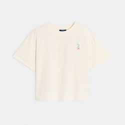 Okaidi T-shirt blanc manches courtes a motif Fille