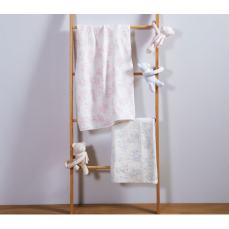 Κουβερτάκι αγκαλιάς βαμβακερή και αρκουδάκι Nef-Nef Homeware Teddy 75x100 cm