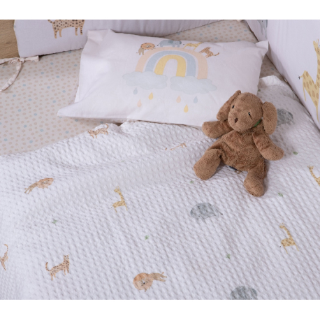 Κουβέρτα πικέ αγκαλιάς Nef-Nef Homeware Jungle In Motion 80x110 cm